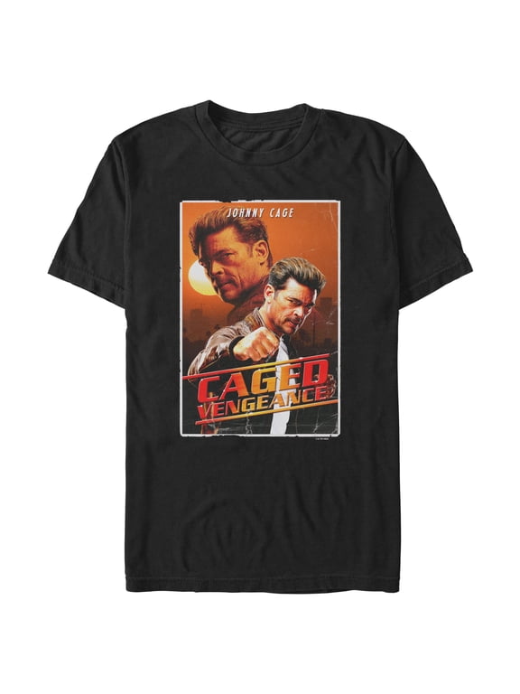 Mens Mortal Kombat II Johnny Cage Caged Vengeance Retro Poster T Shirt