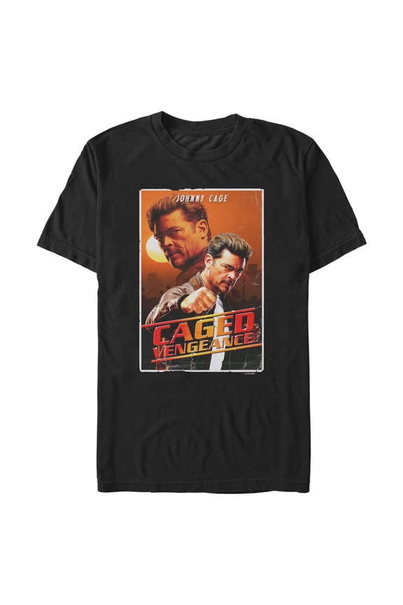 Mens Mortal Kombat II Johnny Cage Caged Vengeance Retro Poster T Shirt