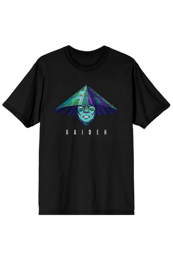 Mens Mortal Kombat Raiden Face Black Short Sleeve Shirt-XS