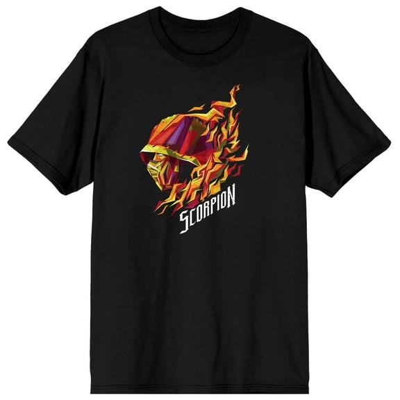 Mens Mortal Kombat Scorpion Face Black Short Sleeve Shirt-XXL