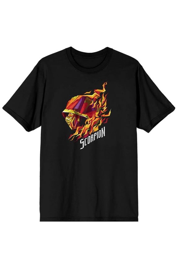 Mens Mortal Kombat Scorpion Face Black Short Sleeve Shirt-XXL