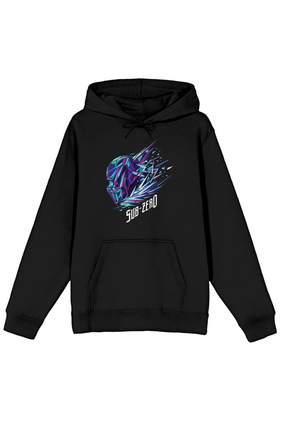 Mens Mortal Kombat Sub-Zero Mask Black Hooded Sweatshirt-XXL
