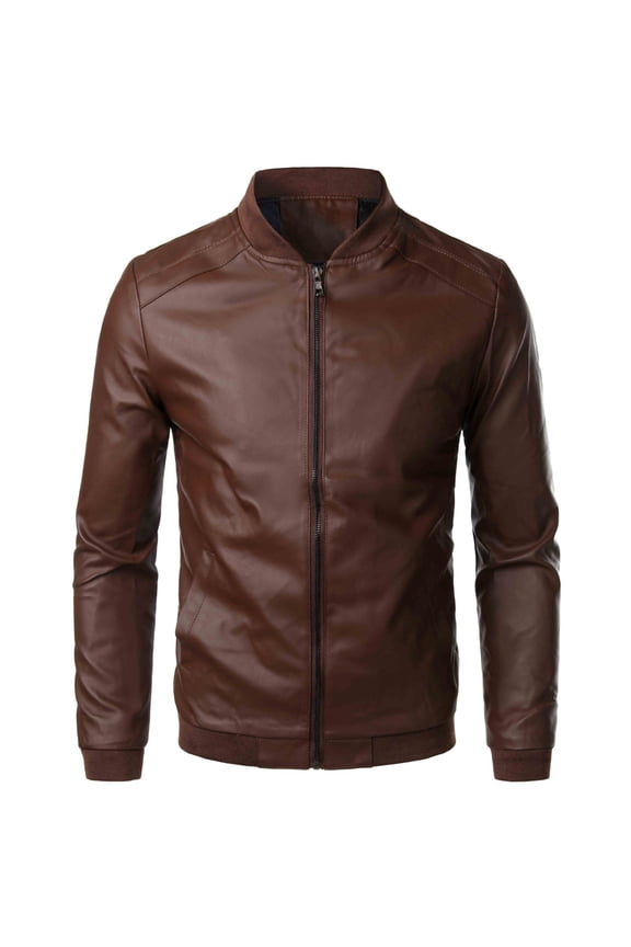 Mens Motorcycle Jacket, Men Slim Fit Motorcyle Leather Jacket Zip-Up Windbreaker Leather Jackets Lightweight PU Vintage Biker Coat M-4XL