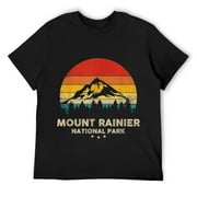 Mens Mount Rainier - National Park Retro Souvenir T-Shirt Black