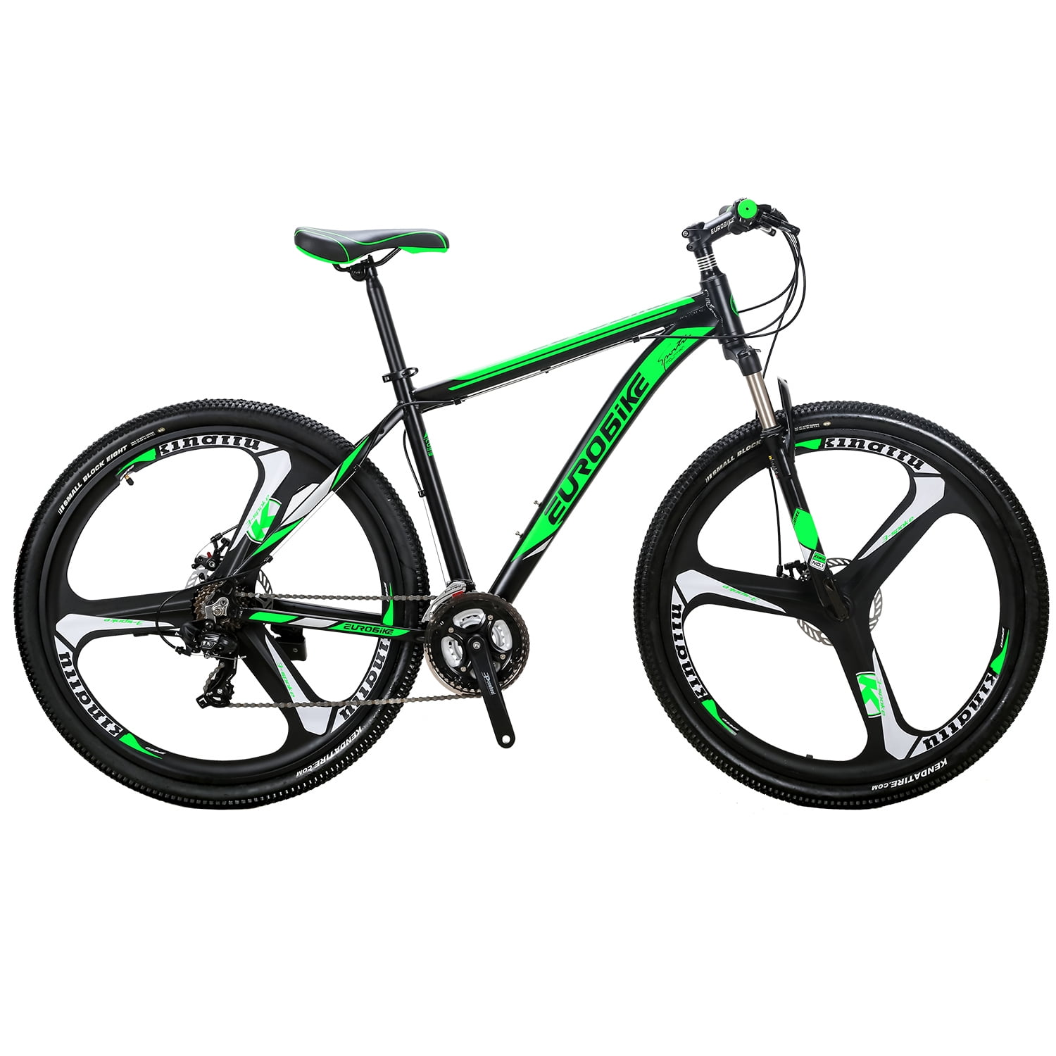 Mens Mountain Bike, Eurobike X9 Mountain Bike 29 inch, 19 inch Aluminum Bikes for Men 29er, Mens Bicycle 3-Spoke Green