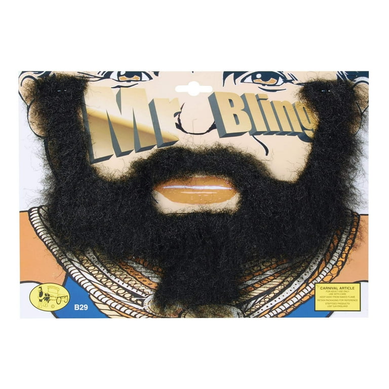 Mens Mr Bling Beard Moustaches and Beards Male Halloween Costume