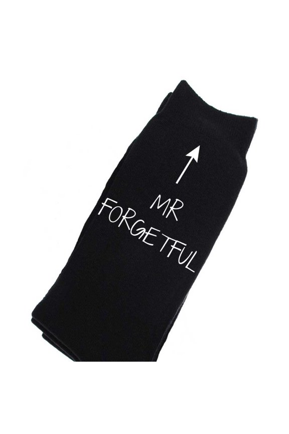 Mens Mr Forgetful Black Calf Socks Fathers Day Dad Husband Boyfriend Uncle Grandpa Grandad Present