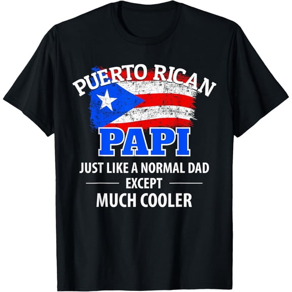 Mens Much Cooler Puerto Rican Papi - Vintage Puerto Rico Flag T-ShirtMen and women, Black T-shirt, size: Extra large