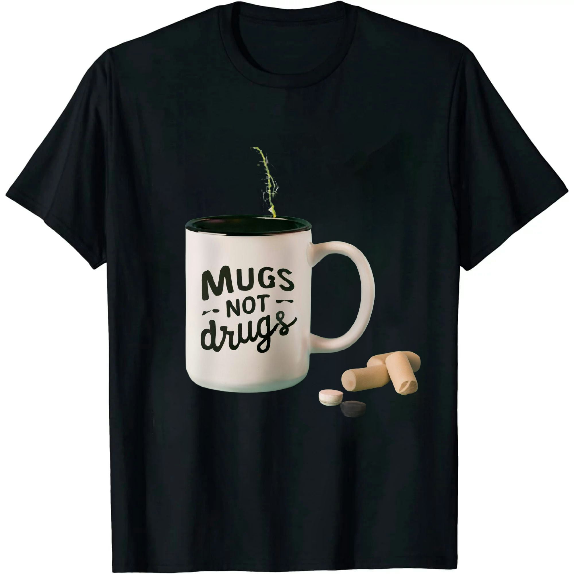 Mens Mugs Not Drugs Funny Drinking TShirt Beer Party Bar Tee