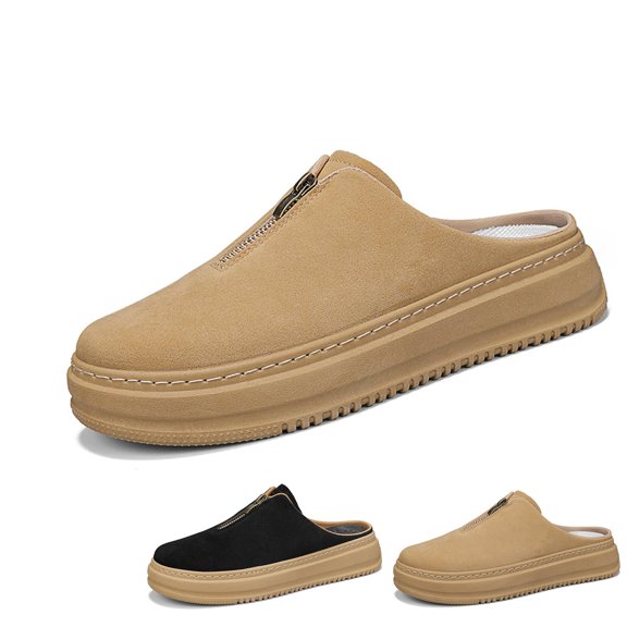 Mens Mule Sneakers,Backless Shoes for Men,Casual Comfortable Lightweight Faux Suede Slip-On Open Back Shoes, Indoor Outdoor House Shoes