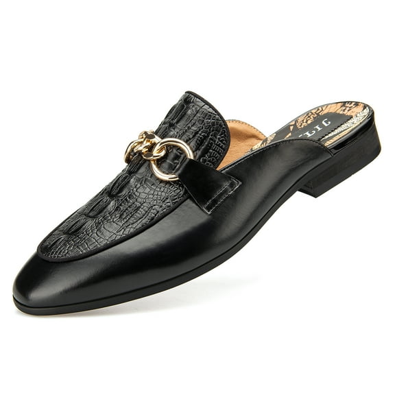 Mens Mules Slippers Slip-On Loafers Casual Half Loafers Shoes Backless Sandals, Black/33, 13 US