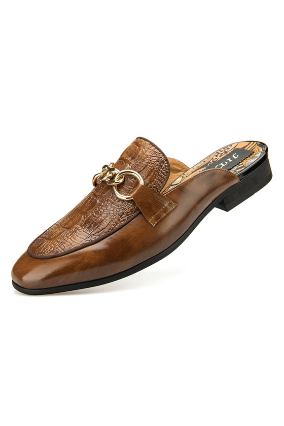 Mens Mules Slippers Slip-On Loafers Casual Half Loafers Shoes Backless Sandals, Brown/34, 11 US