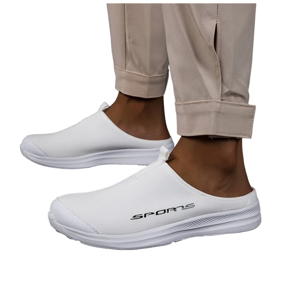 Mens Mules with Arch Support Casual Slippers Clog Open Back Shoes Comfortable Slip on Walking Loafer Indoor Outdoor Home Shoes White Size 8
