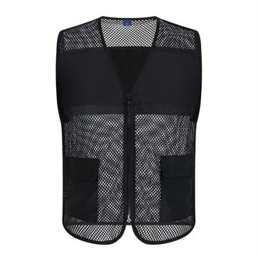 Mens Multi-Pocket Fishing Sleeveless Mesh Vest Quick-Dry Work Jacket Waistcoat