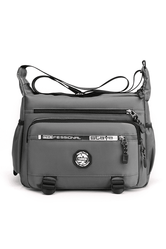 Mens Multi Pockets Cross Body Messenger Bag Travel Cabin Work Shoulder Satchel-Grey