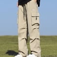 thumbnail image 1 of Mens Multi-Pockets Wide Leg Cargo Pants Fashion Streetwear Straight Trousers, 1 of 11