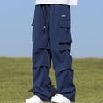 thumbnail image 1 of Mens Multi-Pockets Wide Leg Cargo Pants Fashion Streetwear Straight Trousers, 1 of 11