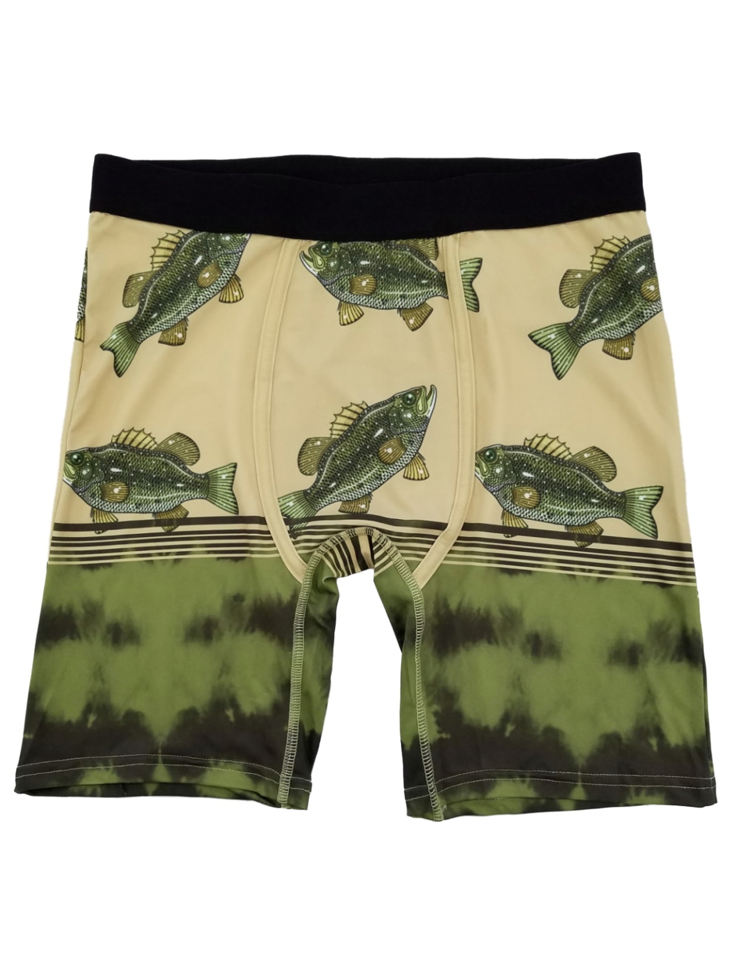 Mens Multicolor Bass Fish Print FocusFit Boxer Briefs Underwear Large