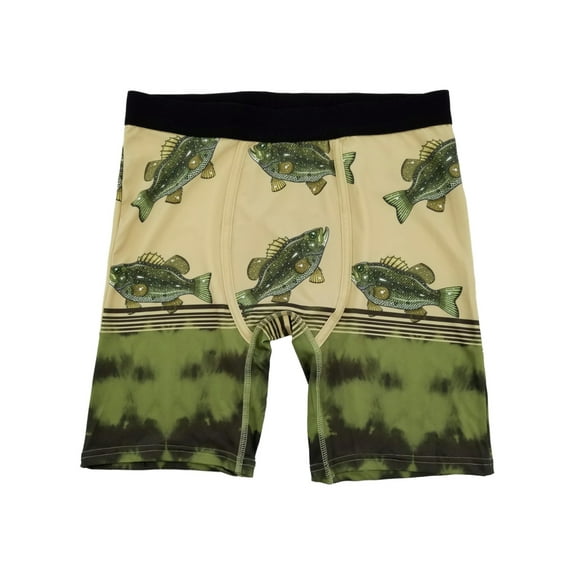 Mens Multicolor Bass Fish Print FocusFit Boxer Briefs Underwear Medium
