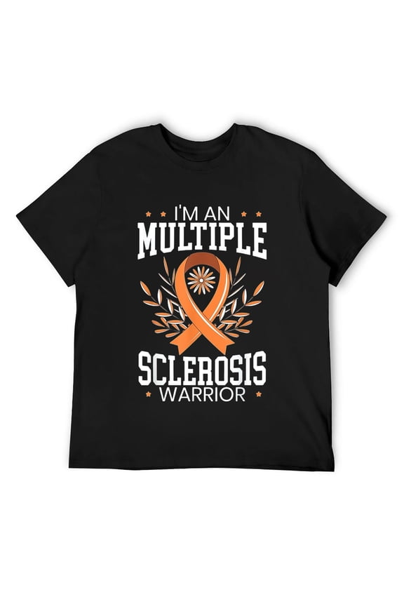 Mens Multiple Sclerosis Awareness Orange Ribbon T-Shirt Black