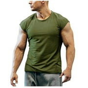 CTREELA Mens Muscle Cut T-Shirt Short Cap Sleeve for Bodybuilding Gym Workout Tee Tops Big and Tall Sleeveless Shirts for Men