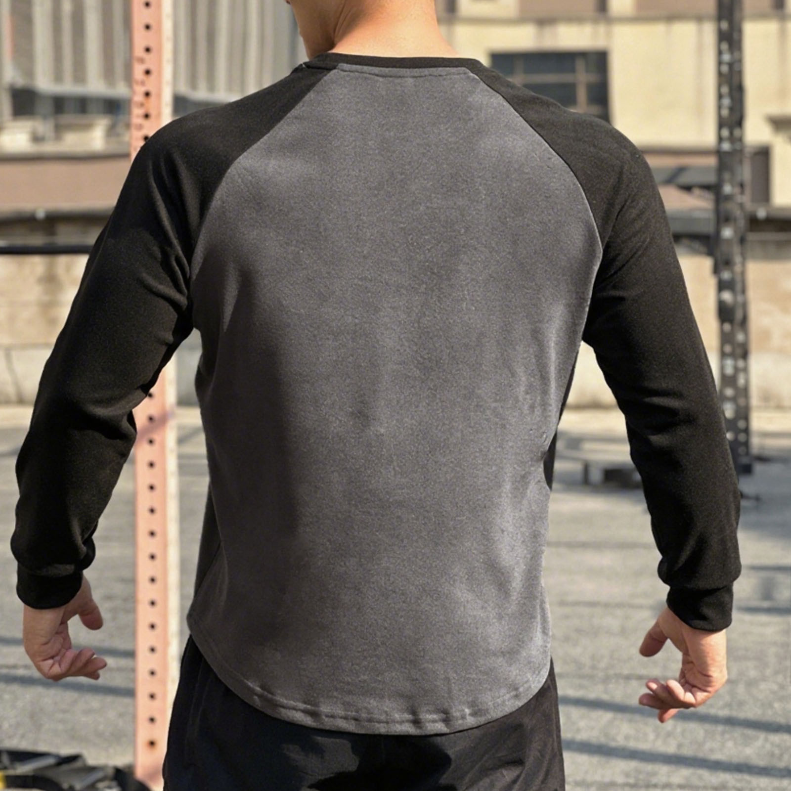 T-shirt Uomo Manica Corta Color Block, Stile Raglan Baseball, In Misto Cotone, Per Fitness, Palestra E Tempo Libero