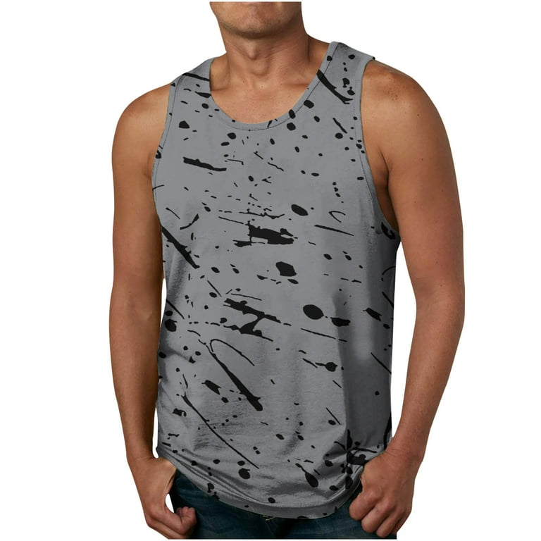 Men's Slim Fit Sleeveless Shirts Crewneck Graphic Tank Tops Casual Workout  Muscle Tee Lightweight Athletic Gym Tanks