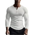thumbnail image 1 of Mens Muscle Henley Shirts Knitted Slim Fit Long Sleeve Casual V Neck Cotton Button Pullover Tops, 1 of 6