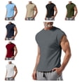 thumbnail image 1 of Mens Muscle Sleeveless Shirts Casual Cotton Workout Tank Tops Cut Off Shirts Gym Running Loose Fit Streetwear Top Dark Gray S, 1 of 6