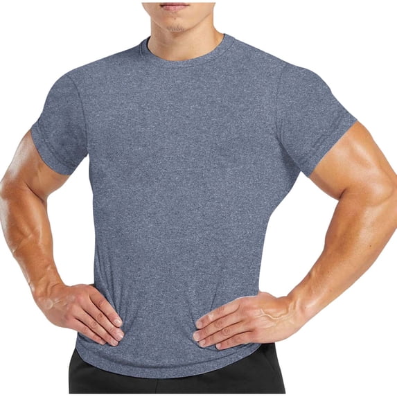Mens Muscle Slim Fit Basic T-Shirts Short Sleeve Crewneck Athletic Running Workout Shirt, Performance Quick Dry Training Bodybuilding Tee Lightweight Soft Summer Exercise Tops