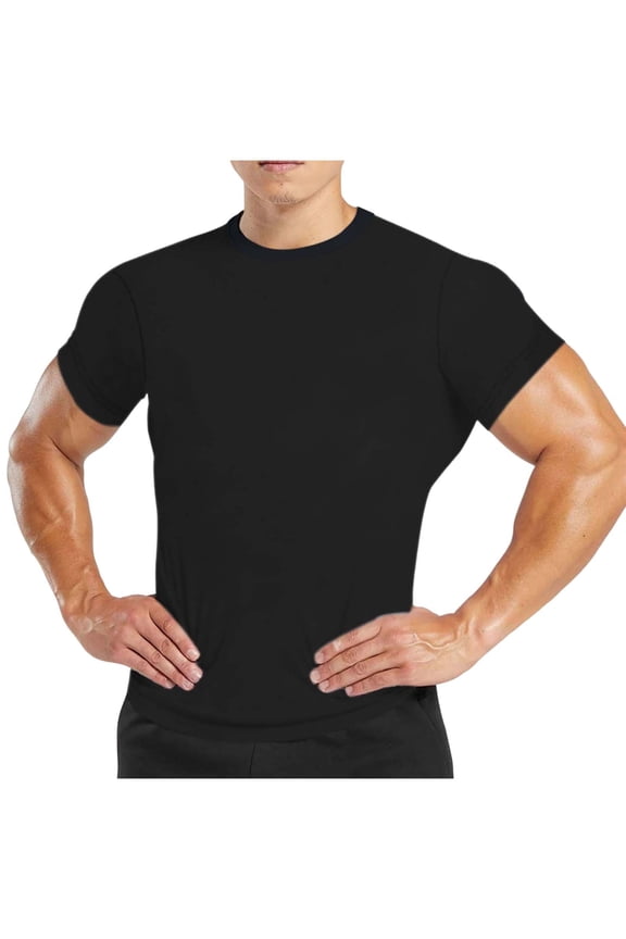 Mens Muscle Slim Fit Basic T-Shirts Short Sleeve Crewneck Athletic Running Workout Shirt, Performance Quick Dry Training Bodybuilding Tee Lightweight Soft Summer Exercise Tops