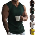 thumbnail image 1 of Mens Muscle Tank Tops Casual V Neck Sleeveless T-Shirts Ribbed Knit Workout Training Vest, Summer Breathable Athletic Bodybuilding Performance Tee for Daily Fitness Wear, 1 of 8