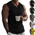 thumbnail image 1 of Mens Muscle Tank Tops Casual V Neck Sleeveless T-Shirts Ribbed Knit Workout Training Vest, Summer Breathable Athletic Bodybuilding Performance Tee for Daily Fitness Wear, 1 of 8