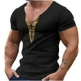 thumbnail image 1 of Mens Muscle Tee,Drawstring V-Neck Short Sleeve,Workout Gym Athletic Pullover T-Shirt,Fathers Gift,S-3XL, 1 of 4