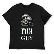 Mens Mushroom Fungi (Fun Guy) T-shirt Black Small