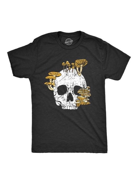 Mens Mushroom Skull T Shirt Fuuny Cool Dead Decaying Skeleton Shrooms Tee for Guys Graphic Tees