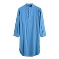 thumbnail image 1 of Mens Muslim Nightshirts Sleepwear Comfy Button Round Neck Long Sleeve Thobe Robe Mid-Length Nightgown Loose Nightwear, 1 of 5
