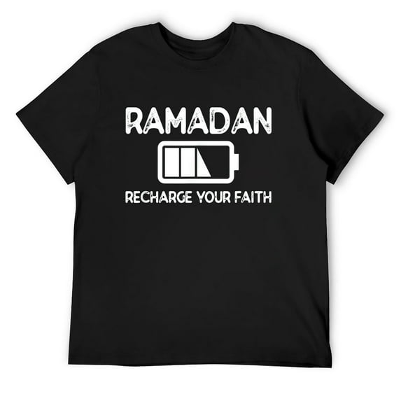 Mens Muslim Ramadan Shirt - Recharge Your Faith Black Medium