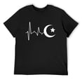 thumbnail image 1 of Mens Muslim heartbeats, Ramadan Kareem moon Crescent Eid T-Shirt Black 3X-Large, 1 of 5