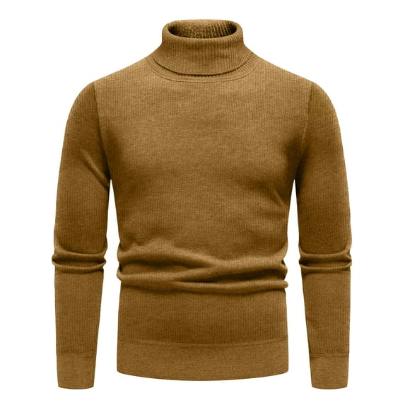 Mens Mustard Turtleneck Sweater Soft Lightweight Casual Long Sleeve Shirt Krash-M