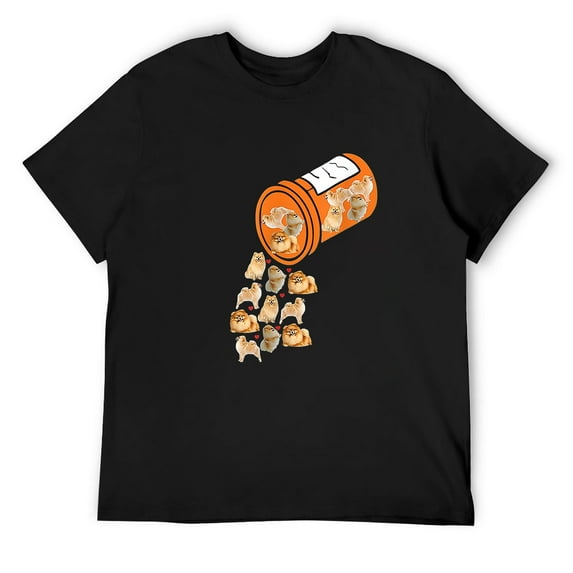 Mens My Antidepressants - Pom - Pomeranian Dogs T-Shirt Black 2X-Large