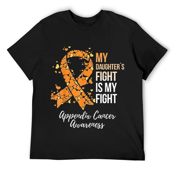 Mens My Daughter’s Fight Is My Fight Appendix Cancer Awareness T-Shirt Black