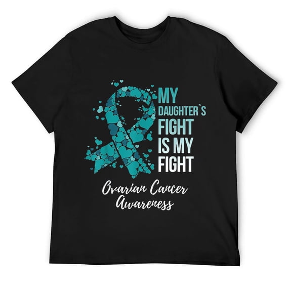 Mens My Daughter’s Fight Is My Fight Ovarian Cancer Awareness T-Shirt Black