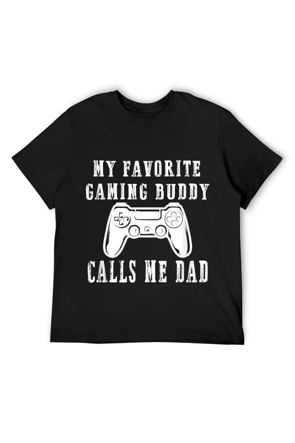 Mens My Favorite Gaming Buddy Calls Me Dad Video-games Gamer Papa T-Shirt Black