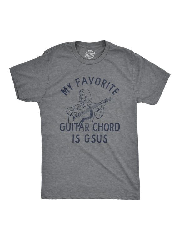 Mens My Favorite Guitar Chord Is GSUS T Shirt Funny Sarcastic Jesus Music Note Joke Novelty Tee for Guys Graphic Tees