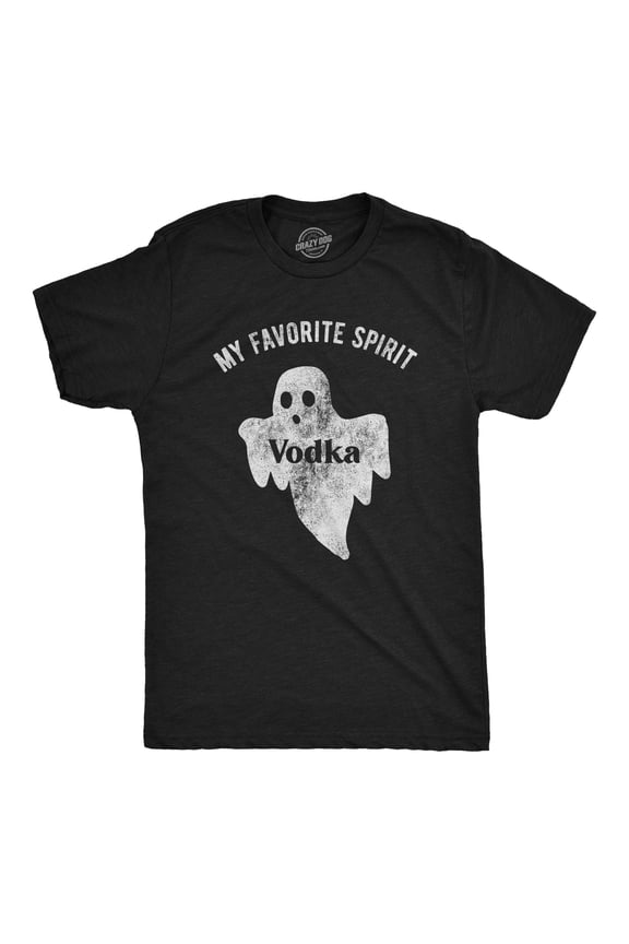 Mens My Favorite Spirit Vodka T Shirt Funny Halloween Ghost Drinking Party Tee Graphic Tees