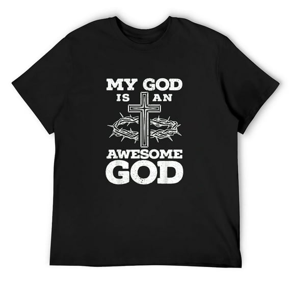 Mens My God Is An Awesome God Christian Religious Jesus Christ T-Shirt Black Small