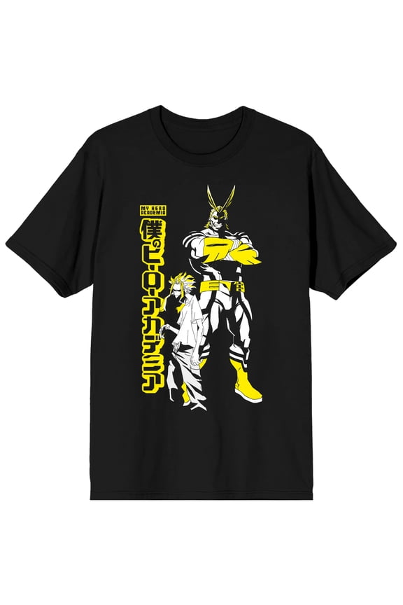 Mens My Hero Academia Anime All Might Character Black Graphic Tee-5XL