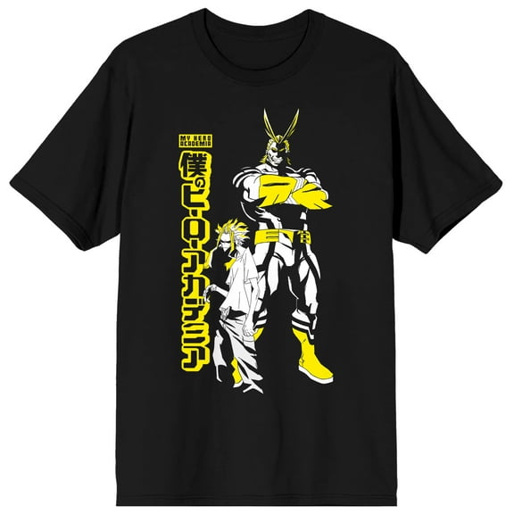 Mens My Hero Academia Anime All Might Character Black Graphic Tee-L
