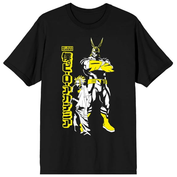 Mens My Hero Academia Anime All Might Character Black Graphic Tee-XXL